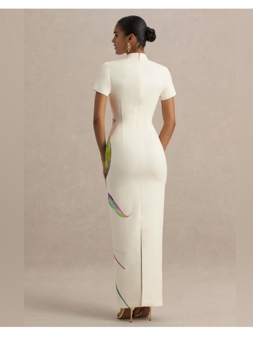 Club L Hessie White Lily Print High-Neck Maxi Dress Sz 10 New - Picture 2 of 9